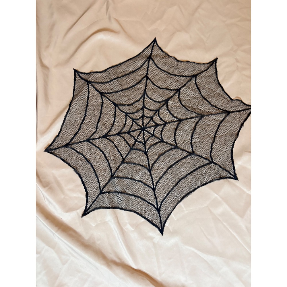 Black Lace Spiderweb Table Topper Halloween Gothic Decor 30x28